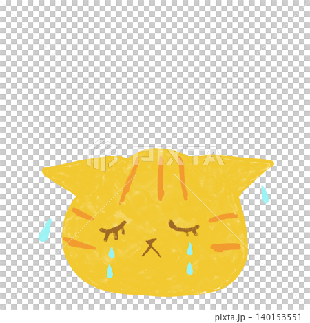しくしく泣いてる茶トラ猫　 かわいい猫のイラスト素材 140153551