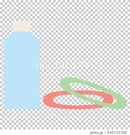 Plastic bottle ring toss game (hand-drawn style flat illustration) Plastic bottle ring toss game (hand-drawn style flat illustration) 140153780