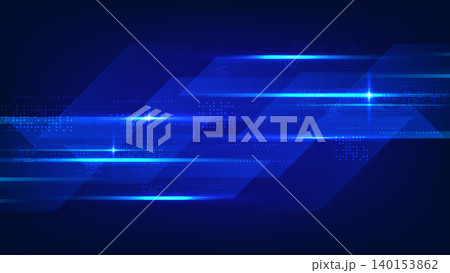 abstract blue technology background with futuristic geometric shapes glowing speed lines and digital data particles, fast network connection, cyber space design 140153862