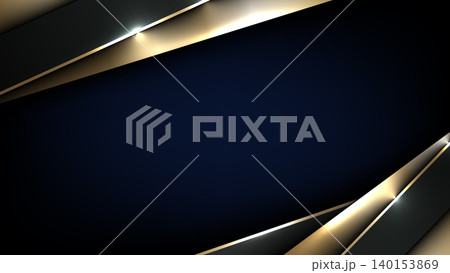 Luxury abstract background with elegant metallic gold and dark blue overlapping geometric layers featuring light reflections, premium corporate design Luxury abstract background with elegant metallic gold and dark blue overlapping geometric layers featuring light reflections, premium corporate design 140153869