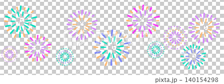 A horizontal background frame featuring colorful and pop-style fireworks that add color to a summer festival. A horizontal background frame featuring colorful and pop-style fireworks that add color to a summer festival. 140154298