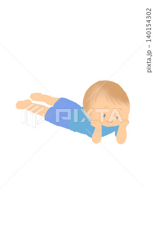 寝転ぶ男の子 140154302