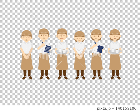 咖啡廳員工(男女)套裝,6人,多種姿勢 咖啡廳員工(男女)套裝,6人,多種姿勢 140155106