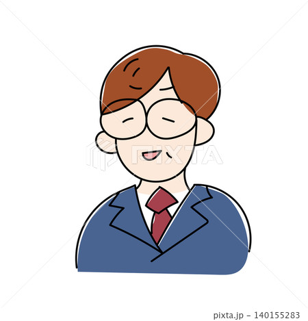 事務職の男性のイラスト｜オフィスワーカー・デスクワーク・会社員イメージ素材 140155283