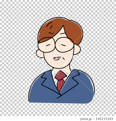 事務職の男性のイラスト｜オフィスワーカー・デスクワーク・会社員イメージ素材 140155283
