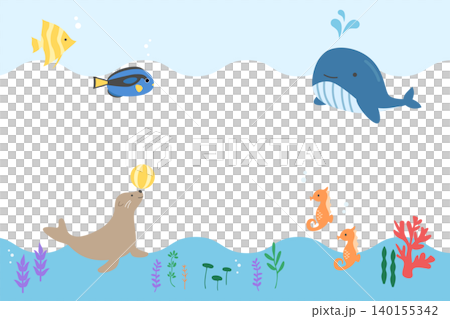 Cute marine frame illustrations featuring whales and other sea creatures. Cute marine frame illustrations featuring whales and other sea creatures. 140155342