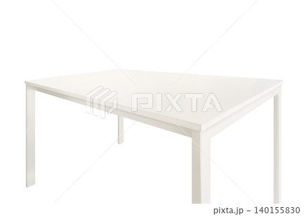 An empty white wooden table, side view, white background. An empty white wooden table, side view, white background. 140155830
