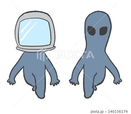ヘルメットをかぶった宇宙人とかぶっていない宇宙人 ヘルメットをかぶった宇宙人とかぶっていない宇宙人 140156174