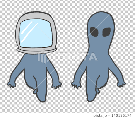 ヘルメットをかぶった宇宙人とかぶっていない宇宙人 ヘルメットをかぶった宇宙人とかぶっていない宇宙人 140156174