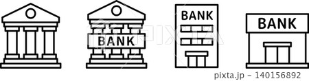 銀行・証券会社の建物アイコンイラスト 銀行・証券会社の建物アイコンイラスト 140156892