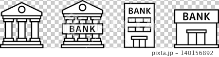 銀行・証券会社の建物アイコンイラスト 銀行・証券会社の建物アイコンイラスト 140156892