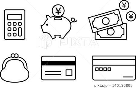お金や経済・銀行のアイコンイラスト素材カラー お金や経済・銀行のアイコンイラスト素材カラー 140156899