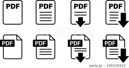 PDF書類アイコンのイラスト白黒 140156912