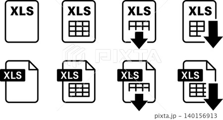 エクセル・XLS・表計算の書類アイコンイラスト白黒 エクセル・XLS・表計算の書類アイコンイラスト白黒 140156913