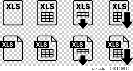 エクセル・XLS・表計算の書類アイコンイラスト白黒 エクセル・XLS・表計算の書類アイコンイラスト白黒 140156913
