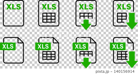 エクセル・XLS・表計算の書類アイコンイラスト エクセル・XLS・表計算の書類アイコンイラスト 140156914