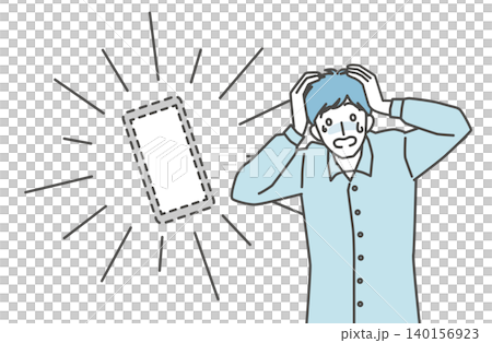 スマホを紛失して焦る男性のイラスト スマホを紛失して焦る男性のイラスト 140156923