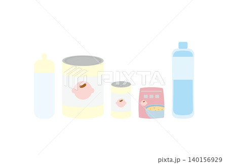 赤ちゃん用防災備蓄のイラストセット 赤ちゃん用防災備蓄のイラストセット 140156929