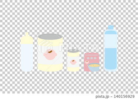 赤ちゃん用防災備蓄のイラストセット 赤ちゃん用防災備蓄のイラストセット 140156929