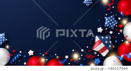 America 4th of july independence day banner background with lights effect and copy space 3D render America 4th of july independence day banner background with lights effect and copy space 3D render 140157094