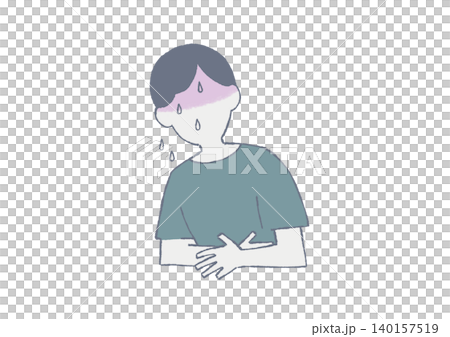 一個男人肚子疼的插圖 140157519
