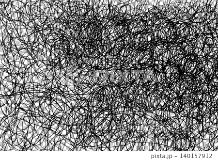 [Transparent Background] Hand-drawn monochrome background material filled with overlapping swirling lines 140157912