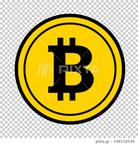 Simple icon illustration of the Bitcoin symbol: Yellow 003 Simple icon illustration of the Bitcoin symbol: Yellow 003 140158544