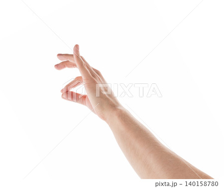Young adult man hand pick something isolated on white Young adult man hand pick something isolated on white 140158780