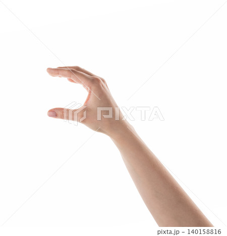 Female hand pick something isolated on white 140158816