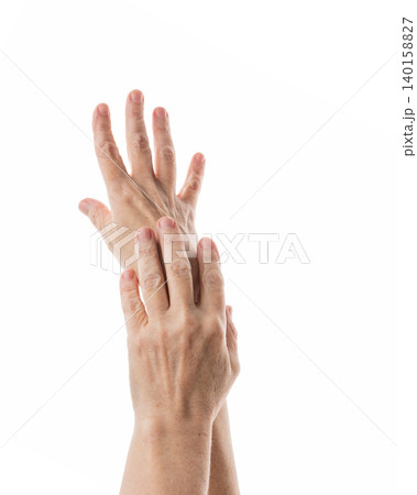 Female hands showing elegance isolated on white 140158827
