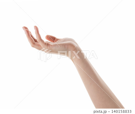 Female hand hold something isolated on white Female hand hold something isolated on white 140158833