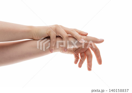 Female hands showing elegance isolated on white Female hands showing elegance isolated on white 140158837