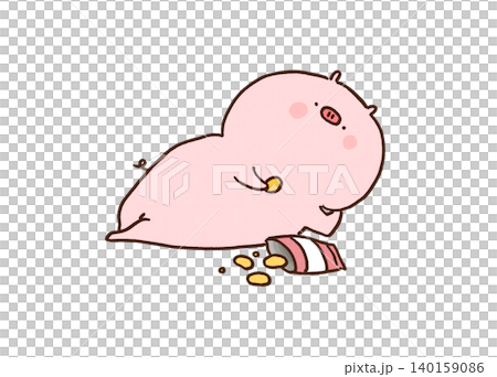 A pig lying down, propping its chin on its hand, eating potato chips (lazy, snacking) A pig lying down, propping its chin on its hand, eating potato chips (lazy, snacking) 140159086