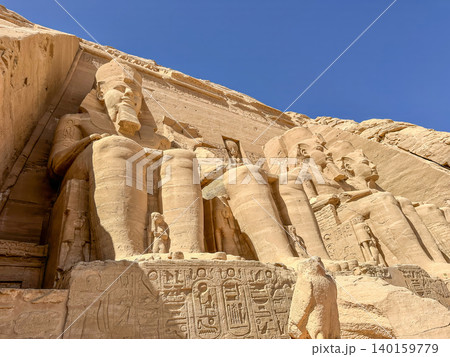 Abu Simbel, a cliff on the west bank of the Nile, in which two ancient Egyptian temples of Ramesses II are carved, Egypt. Abu Simbel, a cliff on the west bank of the Nile, in which two ancient Egyptian temples of Ramesses II are carved, Egypt. 140159779