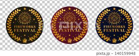 花火祭り ゴールド バッジ セット 月桂樹 リース メダル ラベル エンブレム 花火祭り ゴールド バッジ セット 月桂樹 リース メダル ラベル エンブレム 140159948