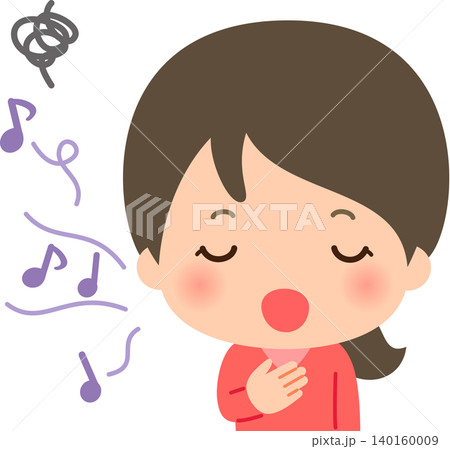 音程を外しながら歌う若い女性 140160009
