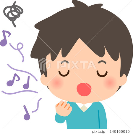 音程を外しながら歌う若い男性 140160010