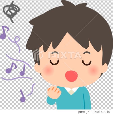 音程を外しながら歌う若い男性 140160010