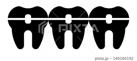 Dental braces on teeth icon. Dental bracket system vector illustration. Teeth brace alignment symbol. Dental braces on teeth icon. Dental bracket system vector illustration. Teeth brace alignment symbol. 140160192