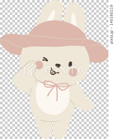 Summer bunny rabbit sassy waving pose summer vibe decoration clipart asset 140160219