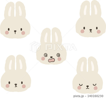 Bunny emoji face expression bundle set adorable for decoration design 140160230