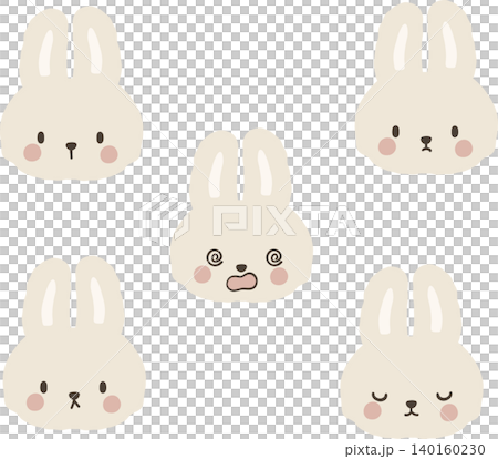 Bunny emoji face expression bundle set adorable for decoration design 140160230