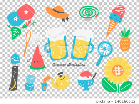 Simple summer illustration material set Simple summer illustration material set 140160512
