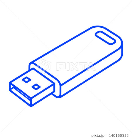 USBメモリアイコンとデータ保存を表現したシンプルラインベクター USBメモリアイコンとデータ保存を表現したシンプルラインベクター 140160533