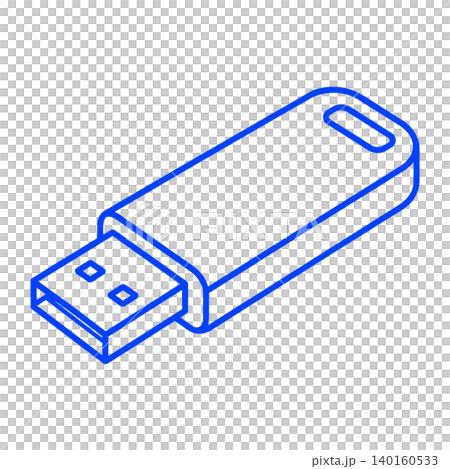 USBメモリアイコンとデータ保存を表現したシンプルラインベクター USBメモリアイコンとデータ保存を表現したシンプルラインベクター 140160533