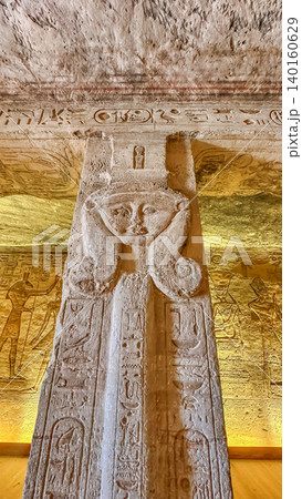 The goddess Hathor in the Temple of Nefertari near the temple of Abu Simbel, Pharaoh Ramesses II in southern Egypt, in Nubia The goddess Hathor in the Temple of Nefertari near the temple of Abu Simbel, Pharaoh Ramesses II in southern Egypt, in Nubia 140160629