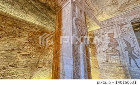 The goddess Hathor in the Temple of Nefertari near the temple of Abu Simbel, Pharaoh Ramesses II in southern Egypt, in Nubia 140160631