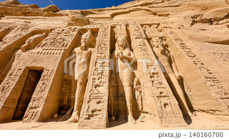 The Temple of Nefertari and the goddess Hathor near the Temple of Ramesses II at Abu Simbel, in southern Egypt, Nubia The Temple of Nefertari and the goddess Hathor near the Temple of Ramesses II at Abu Simbel, in southern Egypt, Nubia 140160700