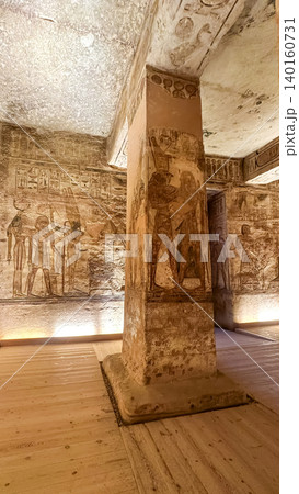 Interior decoration and statues in the Abu Simbel temple, a landmark in Nubia built by King Ramesses II, Egypt. 140160731