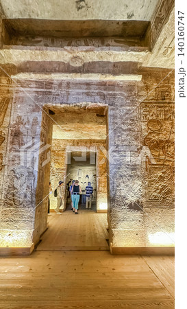 Interior decoration and statues in the Abu Simbel temple, a landmark in Nubia built by King Ramesses II, Egypt. Interior decoration and statues in the Abu Simbel temple, a landmark in Nubia built by King Ramesses II, Egypt. 140160747